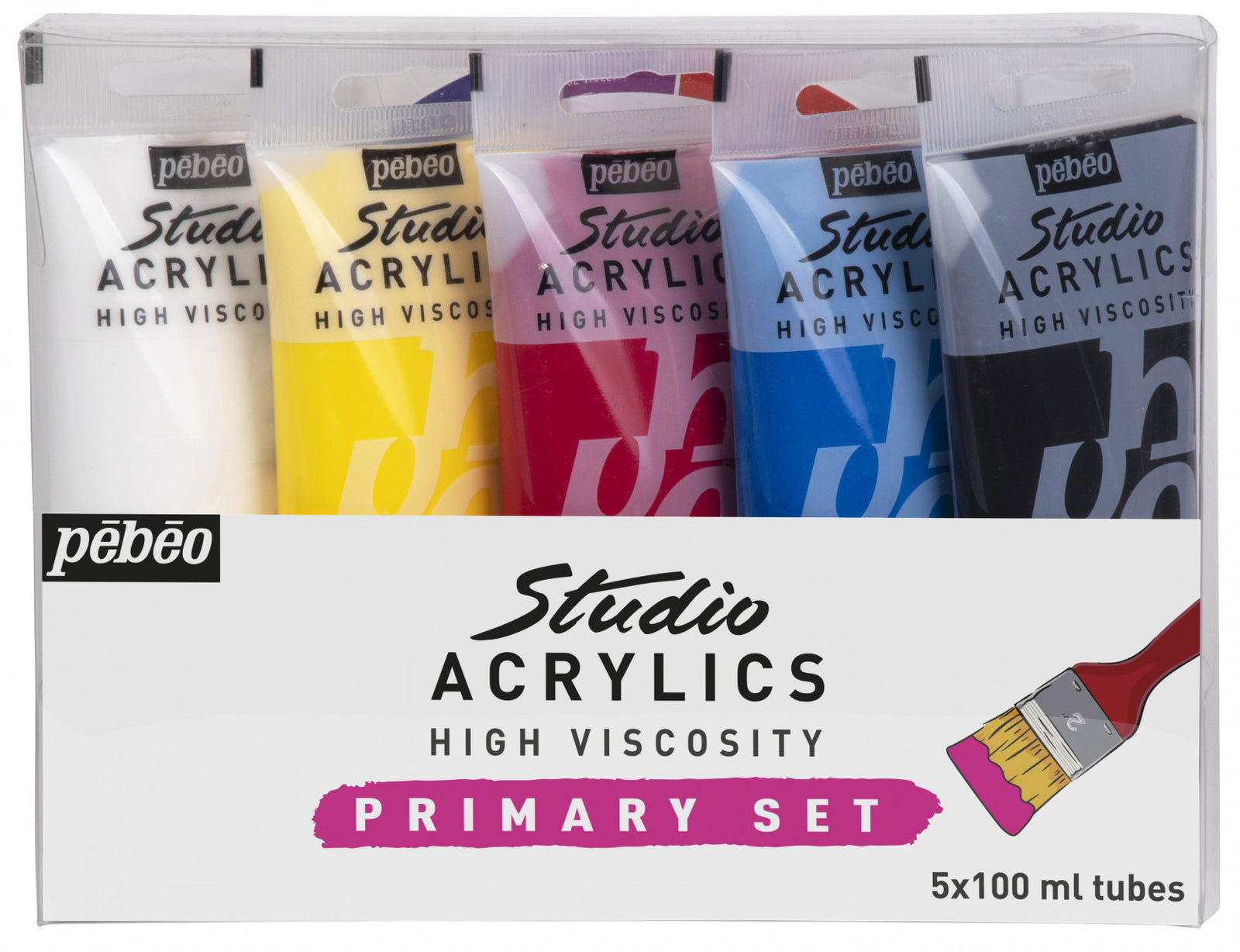 Pebeo Studio Acrylic Acrylfarben-Set 5 x 100 ml