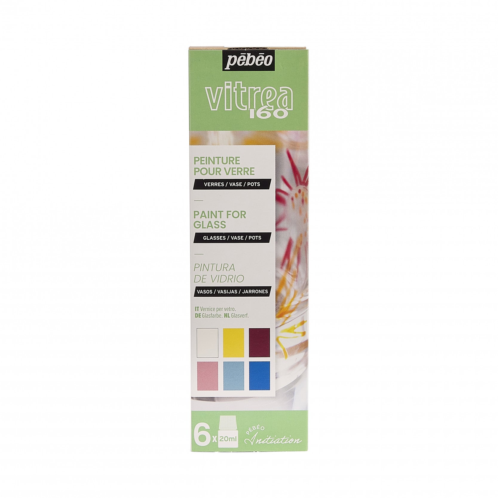 Pebeo Vitrea 160 Glasmalfarben-Set 6 x 20 ml