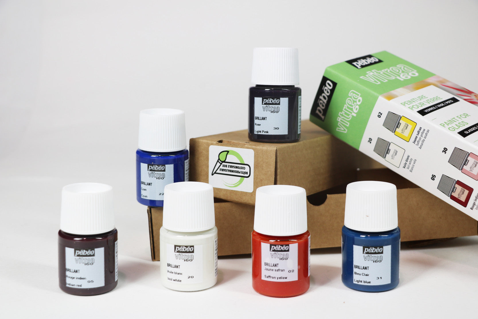 Pebeo Vitrea 160 Glasmalfarben-Set 6 x 20 ml