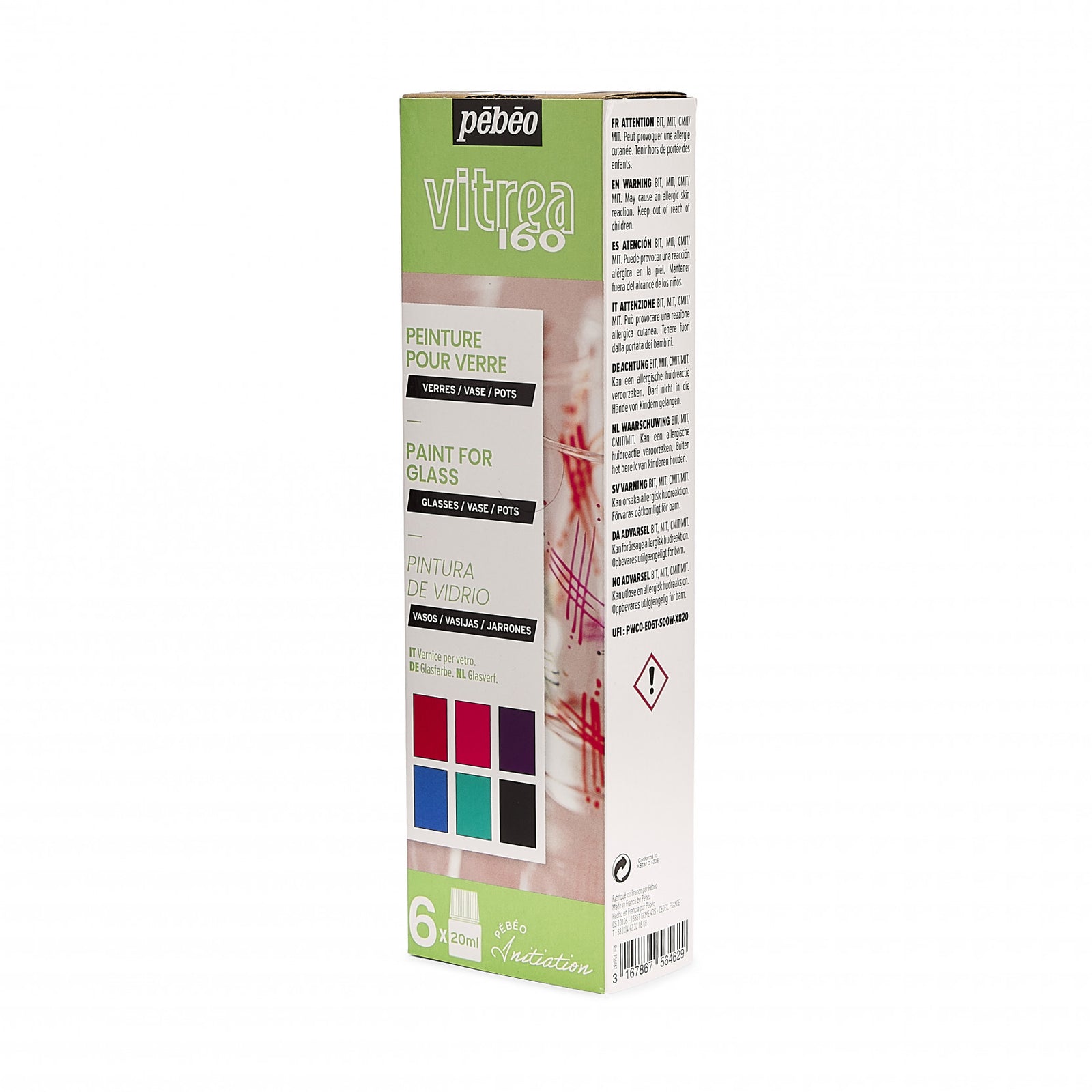 Pebeo Vitrea 160 Glasmalfarben-Set glänzend 6 x 20 ml