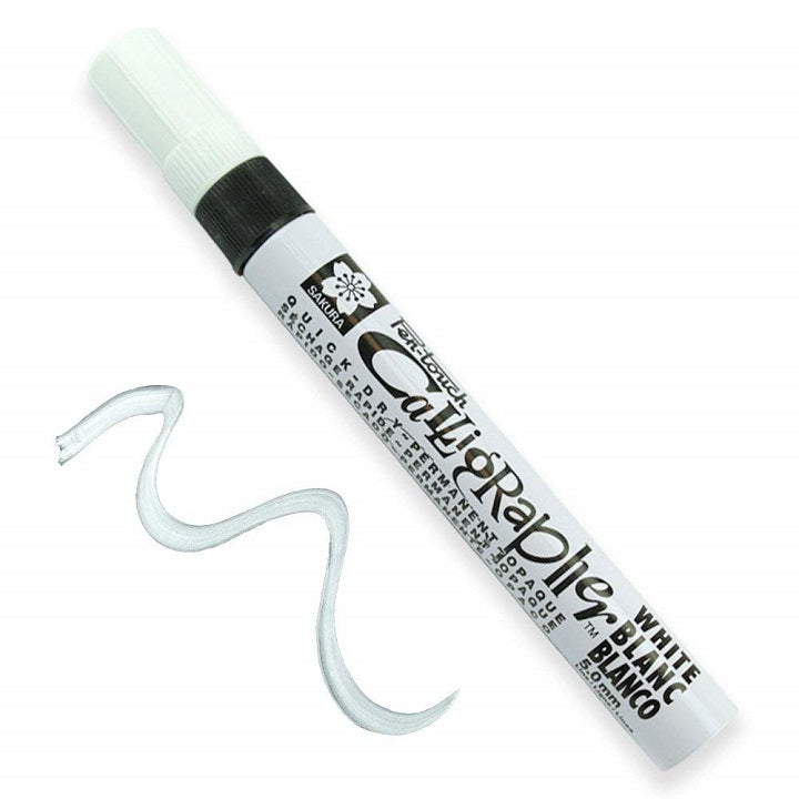 Pen-touch Calligrapher Marker M 5.0 mm – weiß