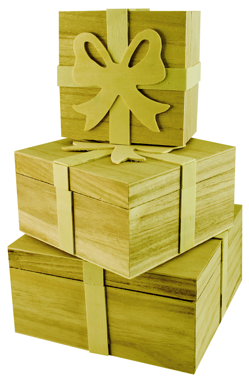 Pentart Holzboxen, 3er-Set, 16 x 16 x 8 cm