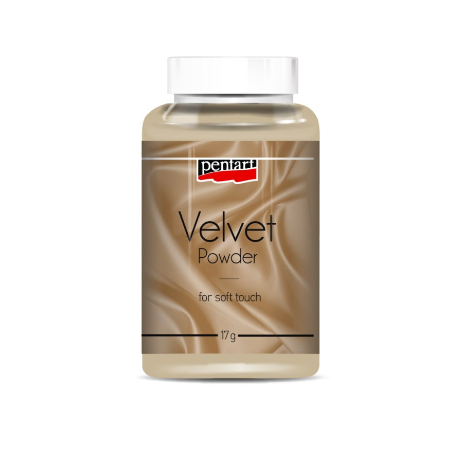 Pentart Samtpuder in der 30 ml Tube für die Anwendung auf feuchten Farben oder doppelseitigem Klebeband.