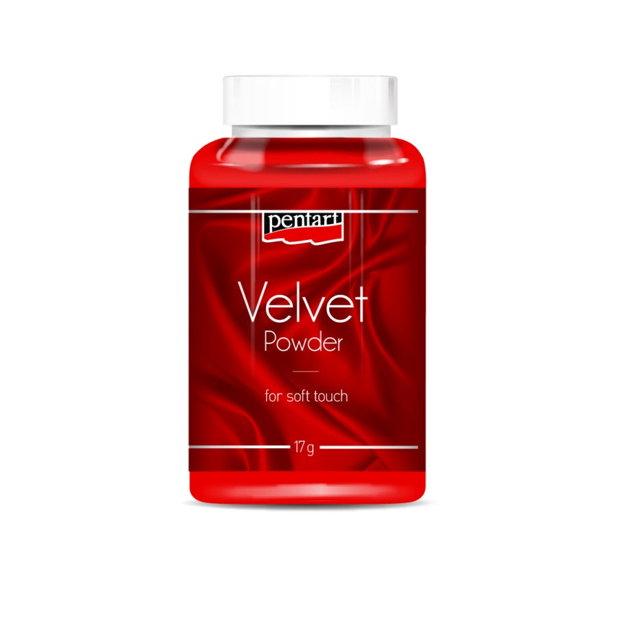 Pentart Samtpuder in der 30 ml Tube für die Anwendung auf feuchten Farben oder doppelseitigem Klebeband.