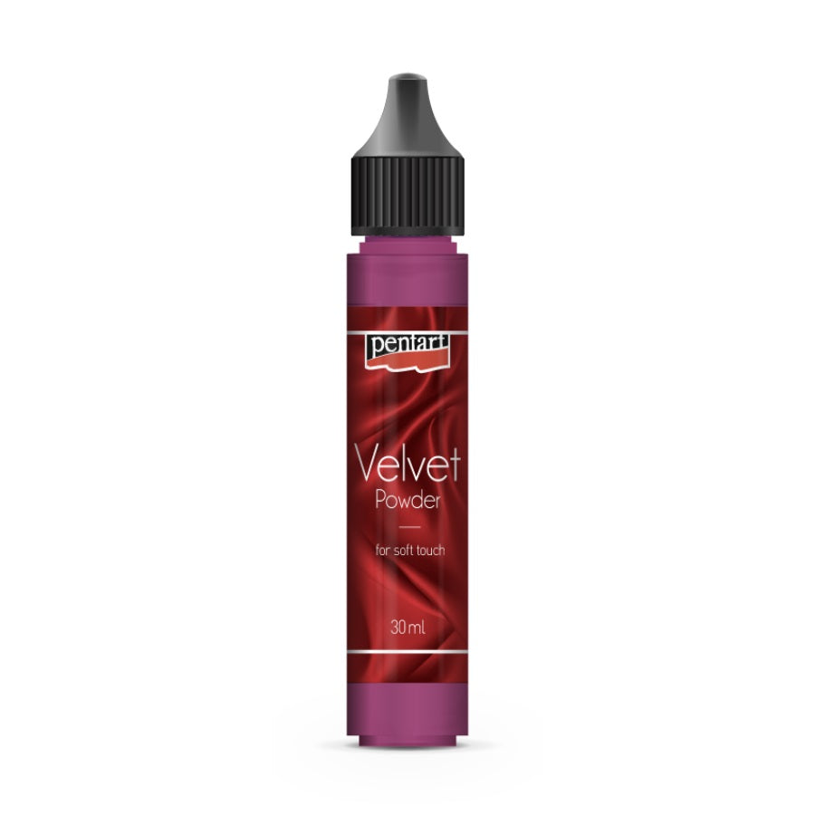 Pentart Samtpuder in der 30 ml Tube für die Anwendung auf feuchten Farben oder doppelseitigem Klebeband.