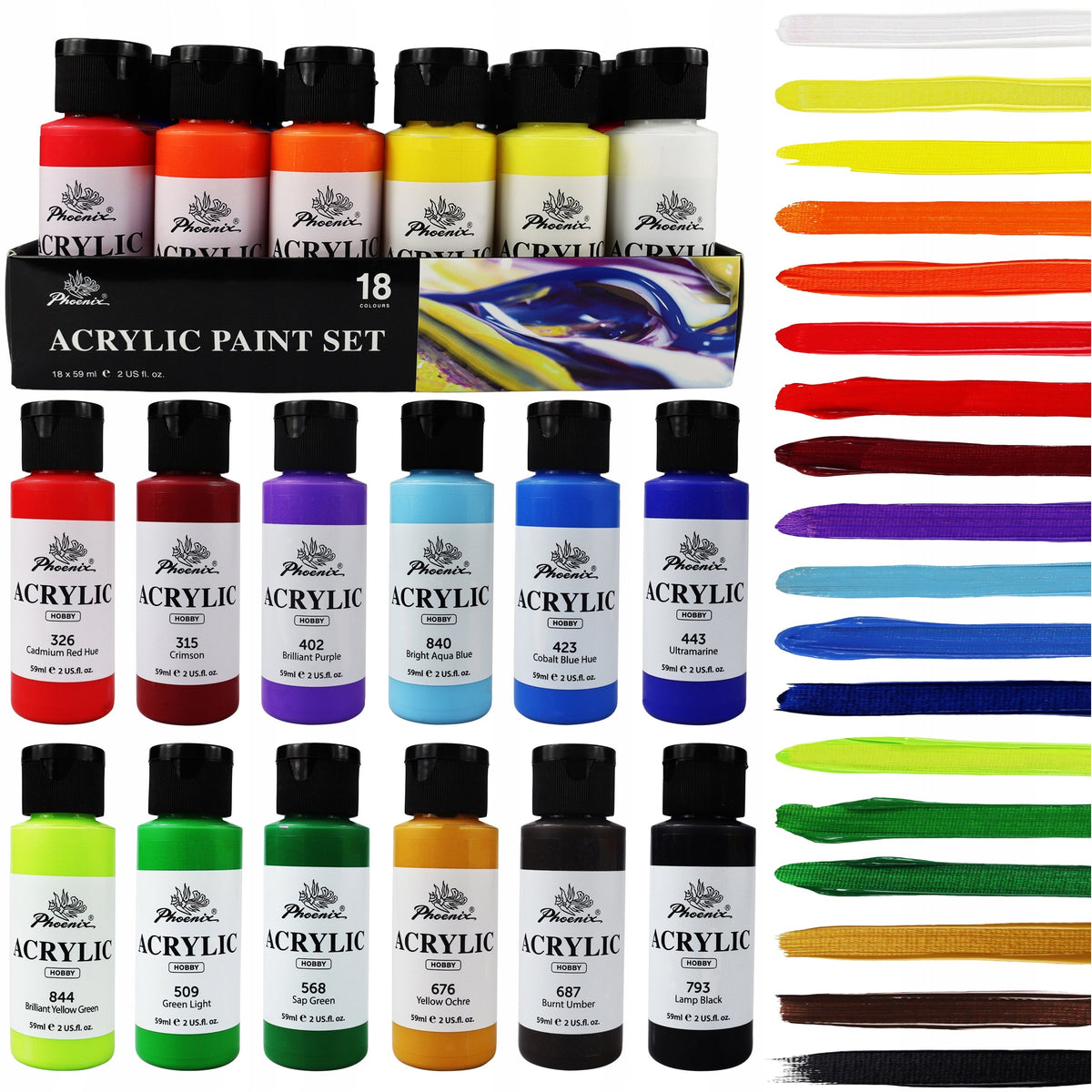 Phoenix Acrylfarben-Set 18 x 59 ml