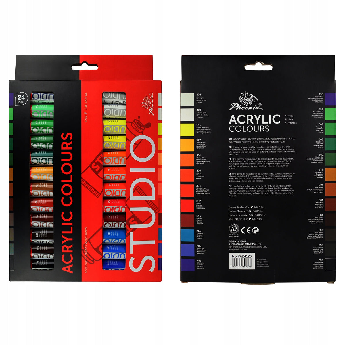 Phoenix Acrylfarben-Set 24 x 12 ml