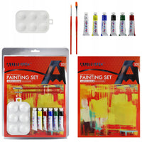 Phoenix Acrylfarben-Set 6 x 12 ml mit Malblock, Pinseln und Palette