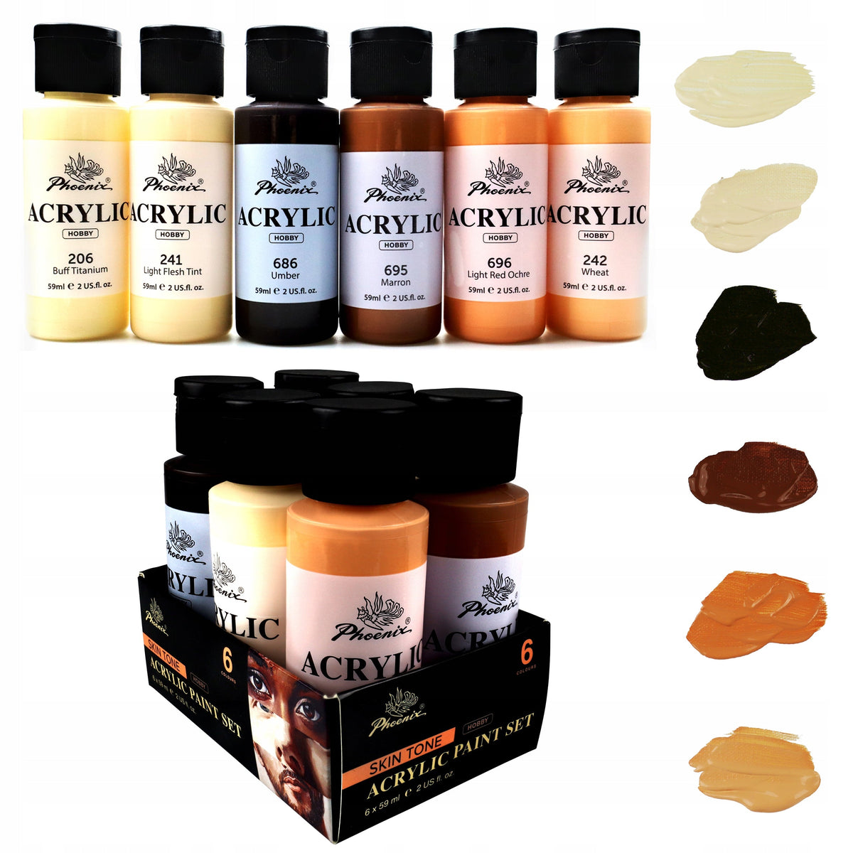 Phoenix Acrylfarben-Set Hauttöne 6 x 59 ml