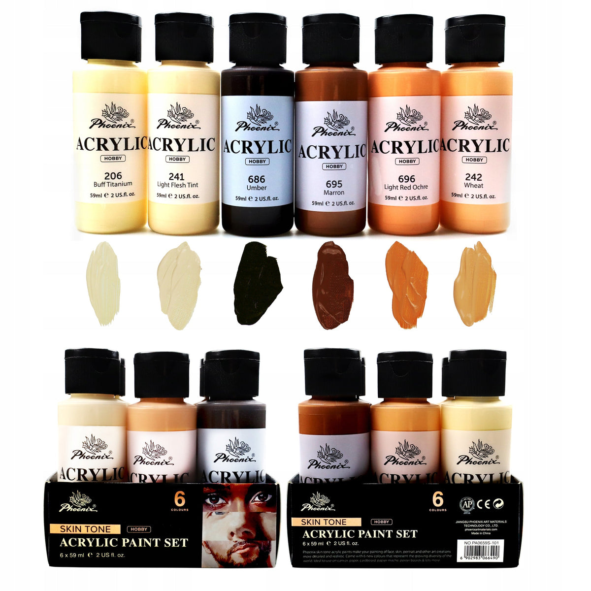 Phoenix Acrylfarben-Set Hauttöne 6 x 59 ml