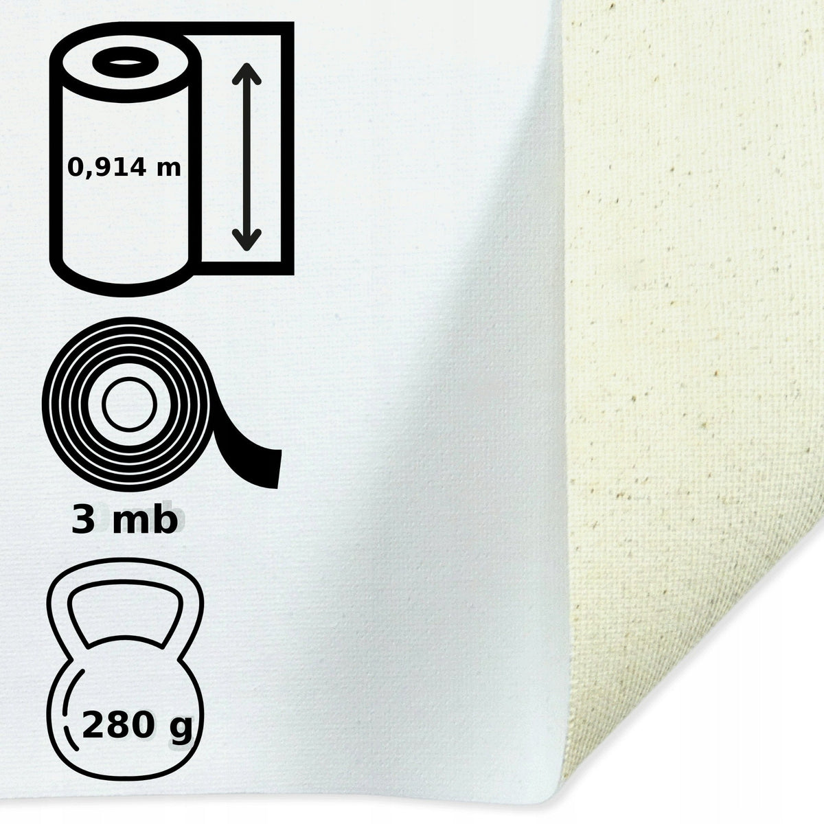Phoenix Baumwoll-Malleinwand auf Rolle, 280 g/m², 0,914 x 3 m, weiß