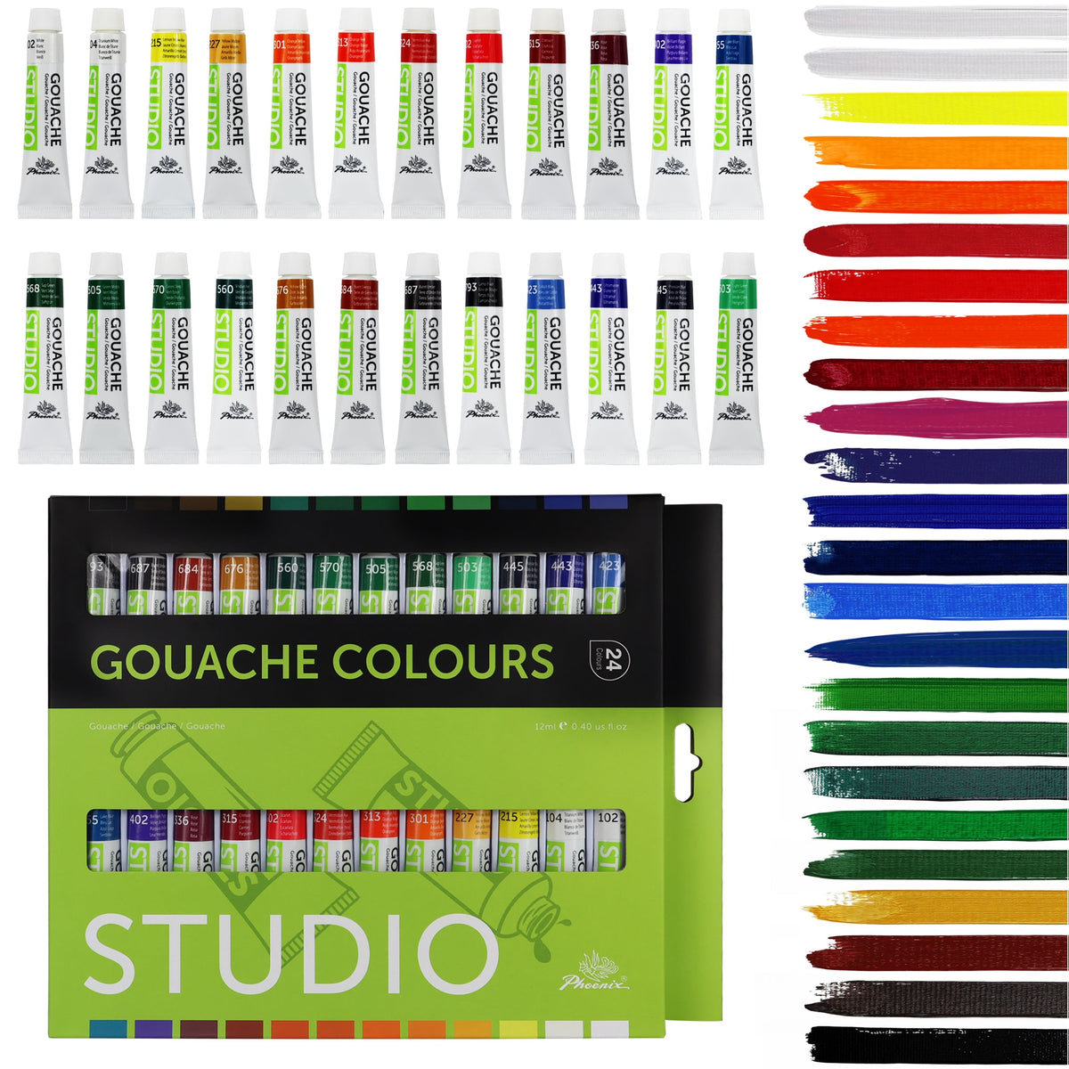 Phoenix Gouachefarben-Set 12–24 x 12 ml