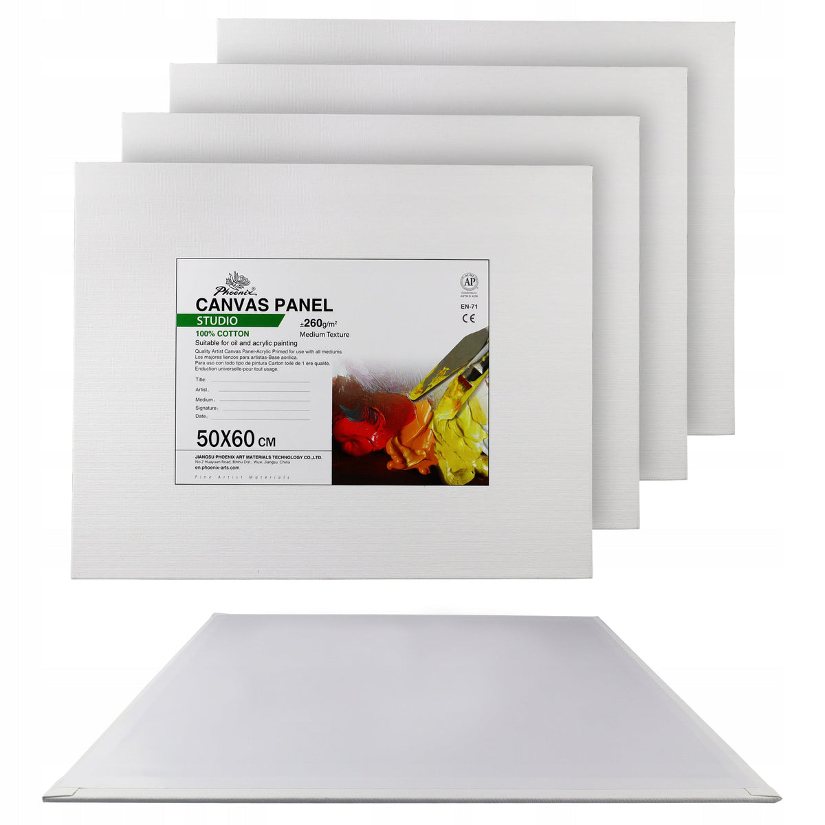 Phoenix grundierte Leinwand auf Karton 3 mm, 50 x 60 cm, 5er-Set