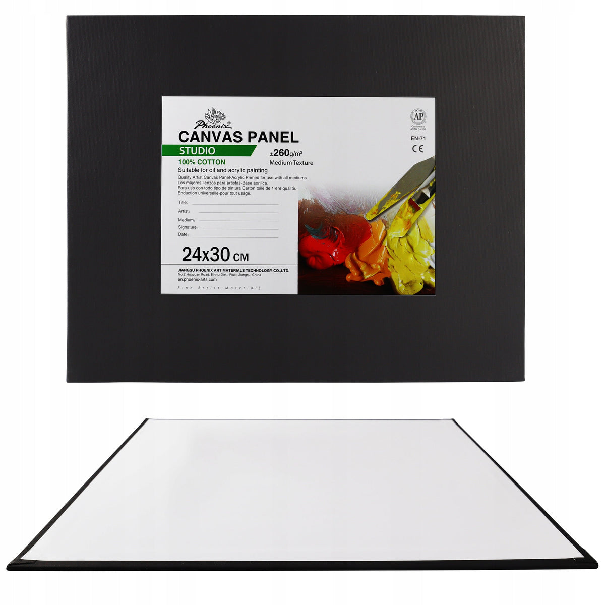 Phoenix Schwarze Leinwand auf 3 mm Karton, 24 x 30 cm, 5er-Set