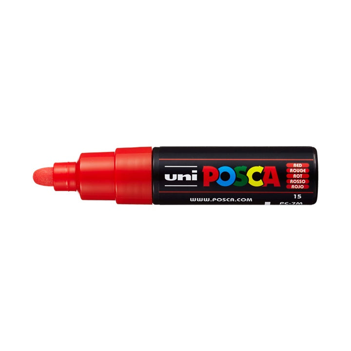 UNI POSCA Marker PC-7M 4,5 – 5,5 mm | verschiedene Farben | rot (15)