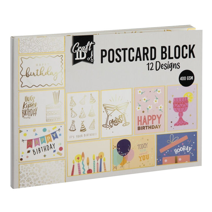 Postkarten-Block mit 12 verschiedenen Designs zum Basteln und Gestalten | ARTMIE