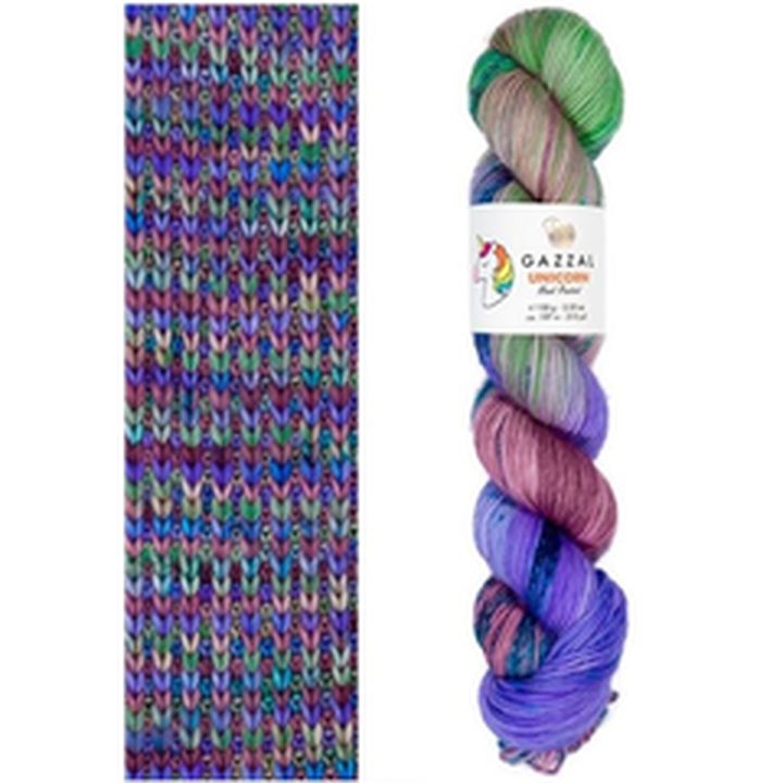 Gazzal Einhorn-Strickgarn | verschiedene Farben | Violett-Grün