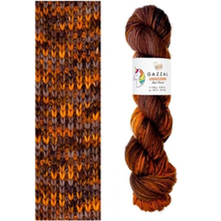 Gazzal Einhorn-Strickgarn | verschiedene Farben | Braun-Orange