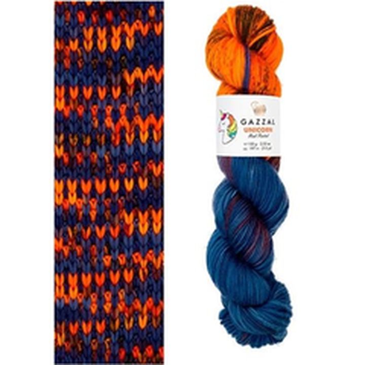 Gazzal Einhorn-Strickgarn | verschiedene Farben | Orange-Blau