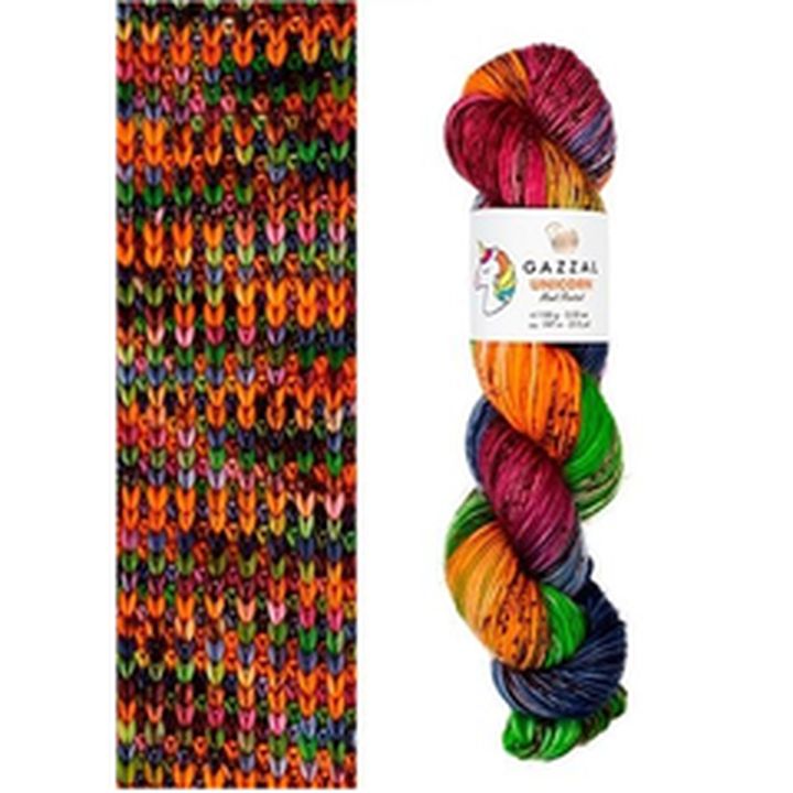 Gazzal Einhorn-Strickgarn | verschiedene Farben | Orange-Grün