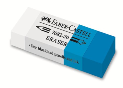 Blau-weißer Radiergummi für Bleistift und Tinte | ARTMIE