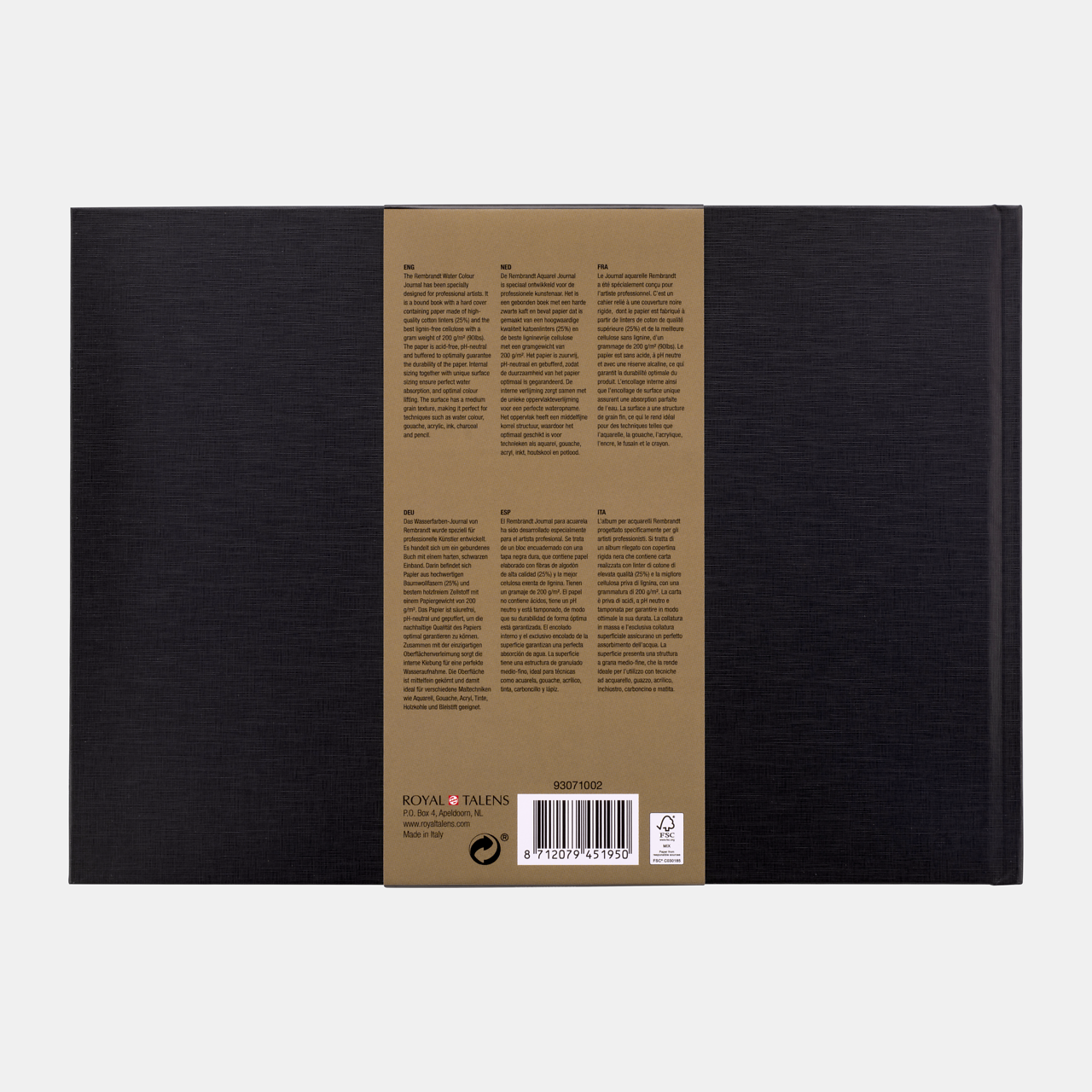 ROYAL TALENS Rembrandt Aquarellblock CP 200 g/m² A4 Kopfgeleimt - 30 Blatt