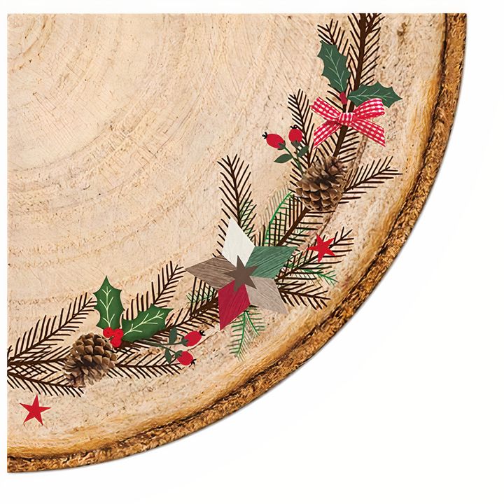 Runde Decoupage-Serviette mit Weihnachtskranz-Motiv für kreative Bastelprojekte | ARTMIE