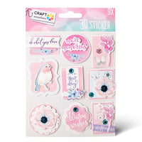 Set von 3D-Aufklebern | verschiedene Motive | Rosa