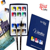 Set von Aquarellfarben "Classic", 12 Farben, volle Pfannen, Karton, ROSA GALLERY