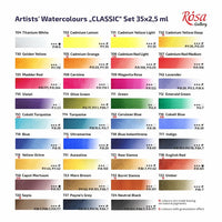 Aquarellfarbenset "Classic" ROSA GALLERY, Metallkoffer, 35 Farben, volle Töpfe