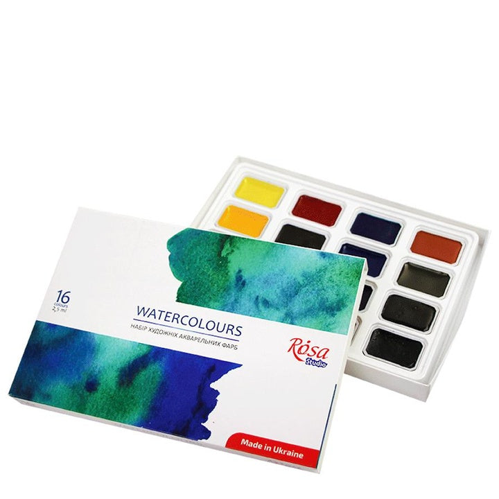 Aquarellfarben-Set, ROSA STUDIO, 16x2.5ml, volle Töpfe, Karton