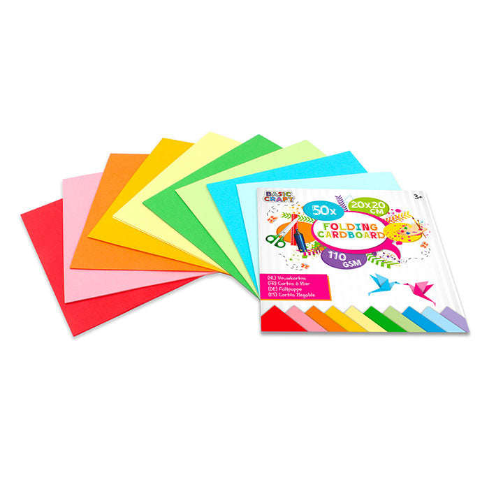 Set aus 50 farbigen Papieren | verschiedene Formate | 20 x 20 cm