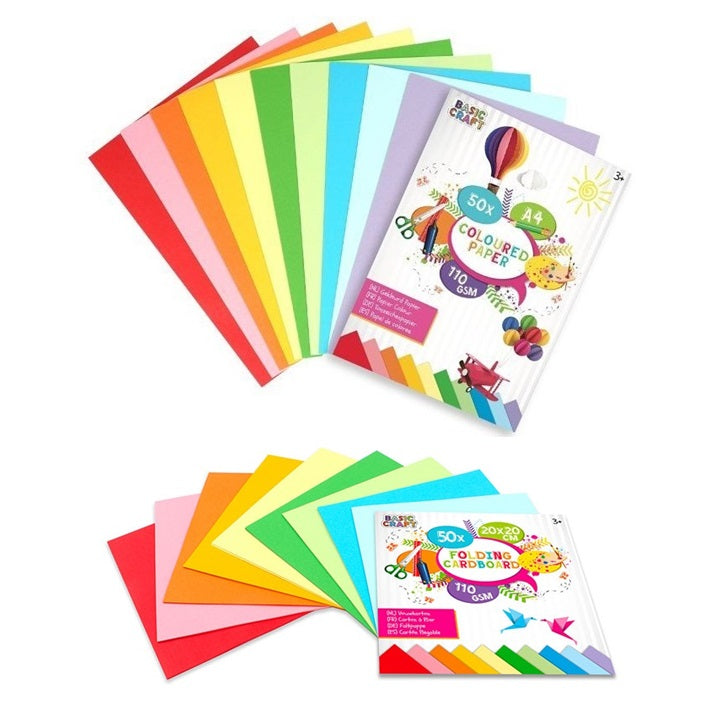 Set aus 50 farbigen Papieren | verschiedene Formate