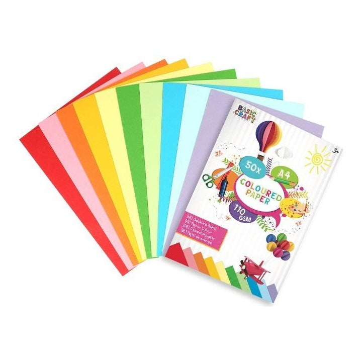 Set aus 50 farbigen Papieren | verschiedene Formate | A4