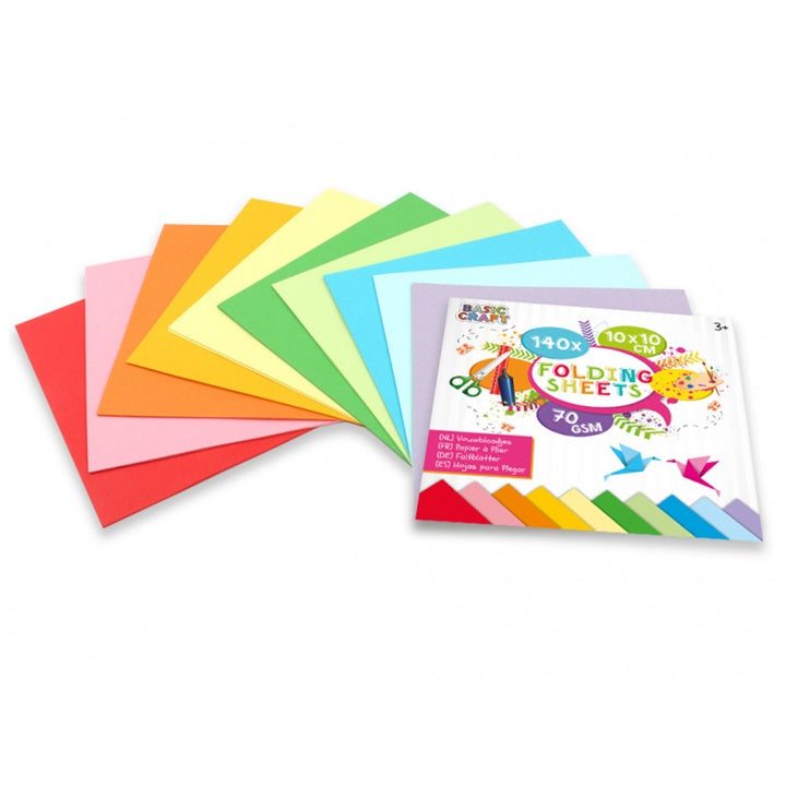 Buntes Bastelpapier-Set | verschiedene Formate | Quadrat 10 x 10 cm 140 Stk.