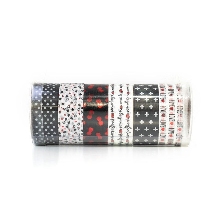 Satz Washi-Bänder 6 x 2,5 m | verschiedene Typen | Schwarz