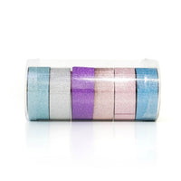Satz Washi-Bänder 6 x 2,5 m | verschiedene Typen | Glitzer Rosa