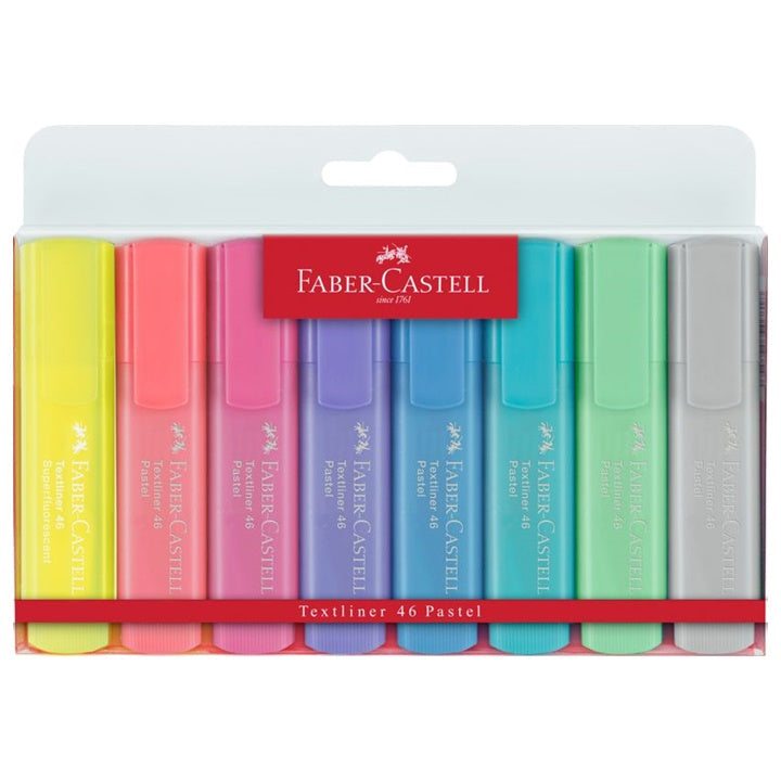 Faber-Castell Textmarker-Set Pastel 1546 - 8 Stück | verschiedene Farben | Pastel + Superfluorescent