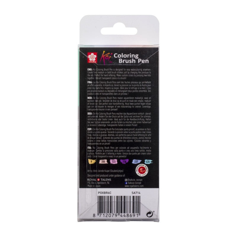 Sakura Koi Coloring Brush Pen Aquarell-Pinselstifte - 6er-Set Sweets