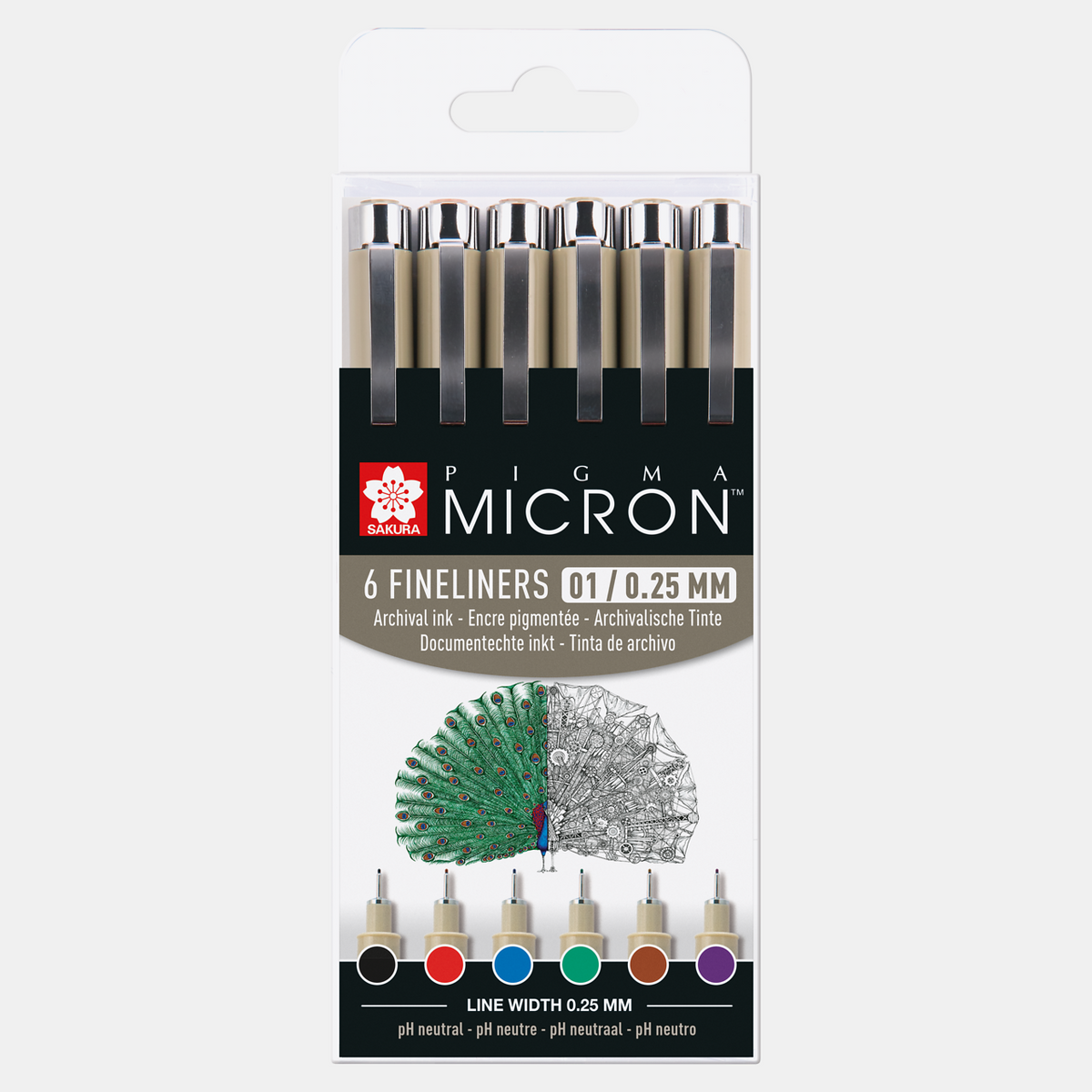 Sakura Pigma Micron 01 Fineliner 0,25 mm 6er-Set