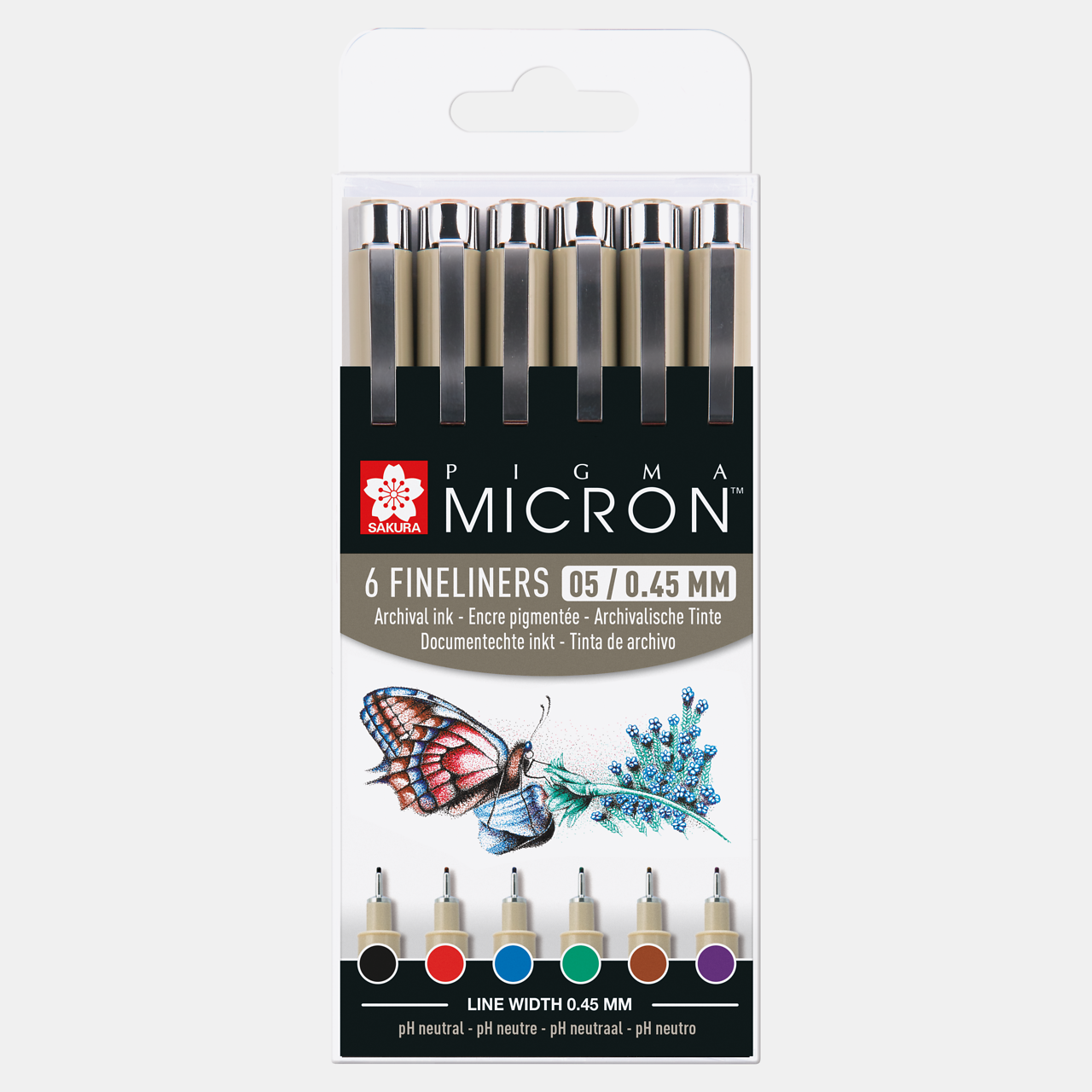 Sakura Pigma Micron 05 Fineliner 0,45 mm – 6er-Set