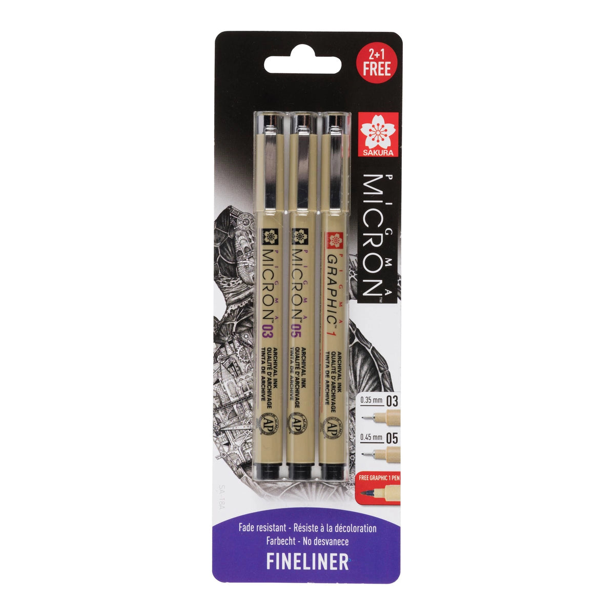 Sakura Pigma Micron Stifte-Set / 3 Stück