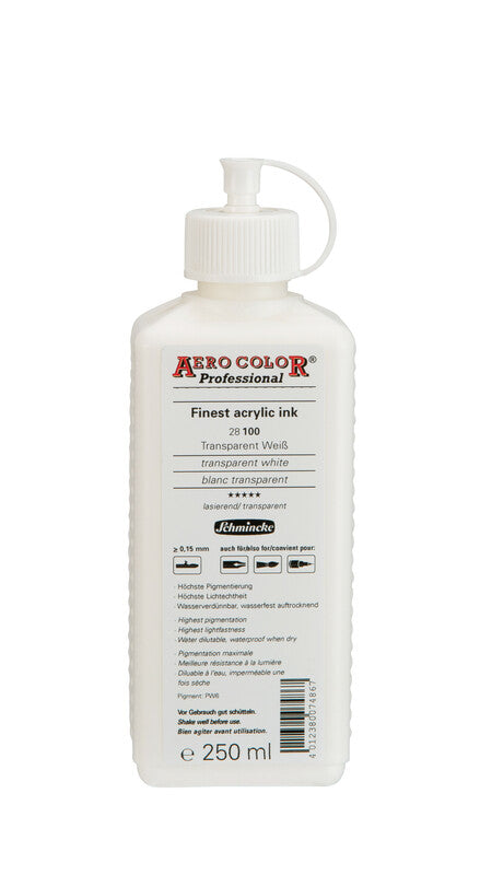 Schmincke AERO COLOR Professional Acryltinte 250 ml – 100 Transparentweiß