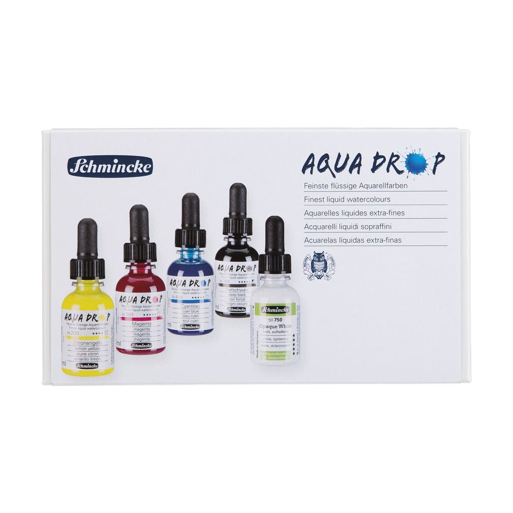 Schmincke AQUA DROP Kartonset, 5 x 30 ml (Primärfarben) + Deckweiß