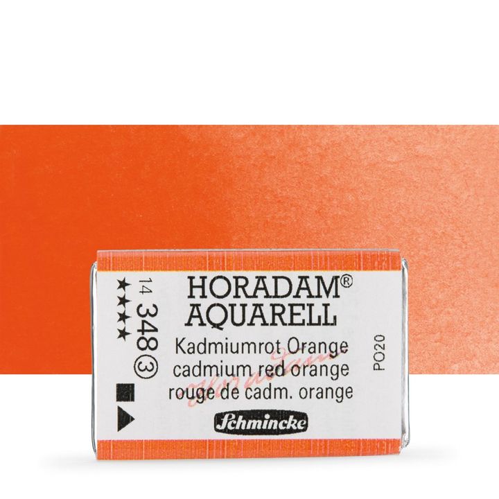 Schmincke Horadam Aquarellfarben im ganzen Näpfchen – 348 Kadmium orange-rot