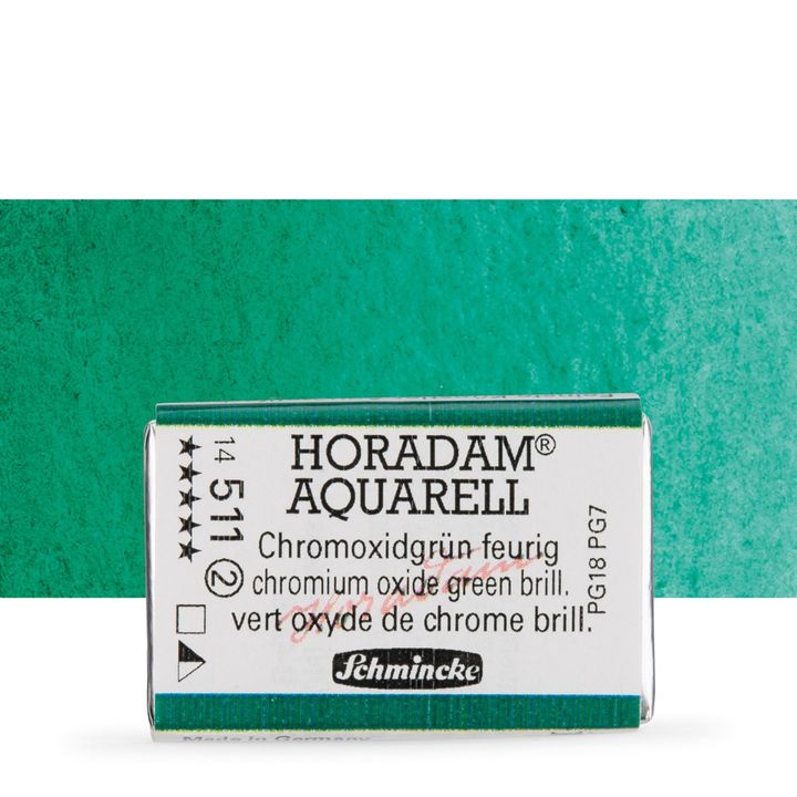 Schmincke Horadam Aquarellfarben im ganzen Näpfchen – 511 Chromoxid brillant Grün