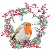 Servietten für Decoupage Robin in Wreath - 1 Stück — Bild 1