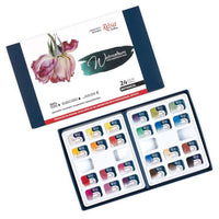 Set von Aquarellfarben "Botanycal", 24 Farben, volle Pfannen, Karton, ROSA GALLERY
