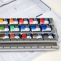 Set von Aquarellfarben "Classic" Metallgehäuse, 21 Farben, volle Pfannen, ROSA GALLERY