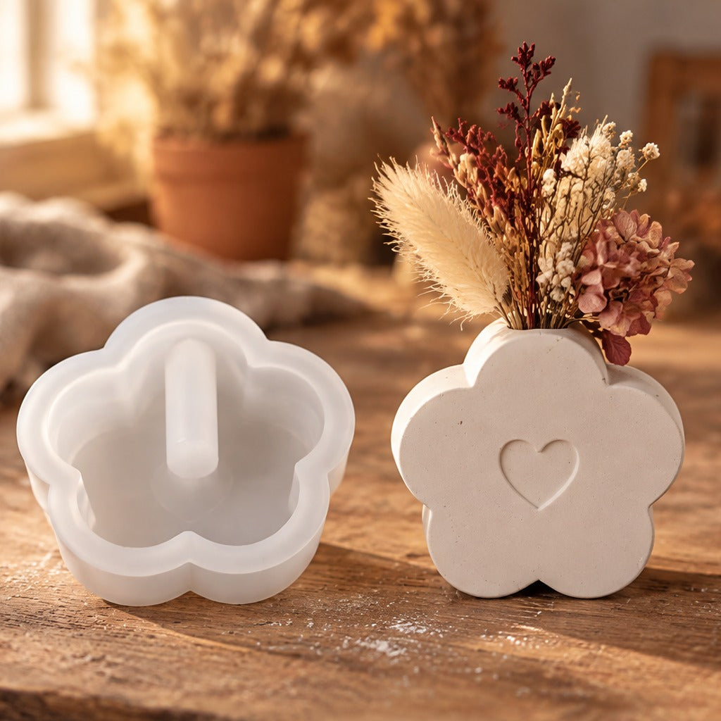 Silikonform zum Gießen von Mini-Vasen für Trockenblumen – Blume – 6,1 × 5,9 cm